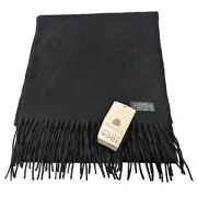 NEW Bali 100% Lambswool Fringe Scarf Unisex Solid Black Rectangle 55 Inch