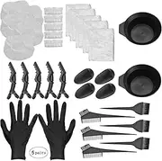 Labymos 47pcs Ha Color Mixing Dye Kit Ha Dyeing Brushes Tint Comb Mixing Bowl Ha Clips Ear Covers Gloves Ha Dyeing Cap Salon Capes for Home & Salon Ha Coloring Dyeing Highlighting
