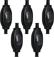 BQLZR Inline Cord Switch IP65 ON/Off Rocker AC250V 3A for Light Lamp Cable Pack of 5