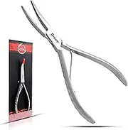 Manjushri Precision 6 Inches Bent Needlepoint Fish Pin Bone Pliers Tweezers for Removing, Plucking and Pulling Pin Bones.(Silver)