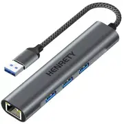 USB to Ethernet Adapter 4-in-1 Portable Data Hub USB Splitter USB 3.0 Expande...
