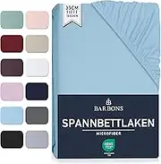 Fitted Sheet 180 x 200 cm - Brushed Polyester Microfibre 35 cm Deep Pocket Fitted Sheet Oeko-Tex Certified Bed Sheet Duvet Cover for Box Spring Bed Thick Mattresses - Poly Light Blue 180 x 200 cm