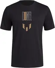 [adidas] Men's Soccer L10NEL Messi Tee - 100% Ringspun Cotton, Soft Touch and Feel, Celebrate Lionel Messi (US, Alpha, Large, Regular, Regular, Black)
