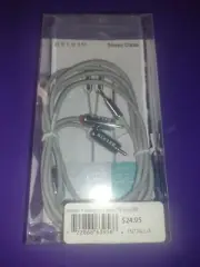 BELKIN STEREO CABLE AUDIO RCA TO 3.5MM PLUG IPHONE IPODS MP3 HOME CAR CHROME NEW