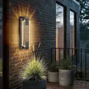 Dusk to Dawn Outdoor Light w/ Crystal Bubble Glass 15.7" LED Porch Light