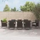 Garden Dining Set 9 Piece Cushions Black Rattan Table Chairs Cream White 7378