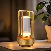 Cordless Table Lamp, Rechargeable LED Lamp with 2000mA Battery, 3 Color Stepless Dimming, Lumisom & Klarako Crystal Lantern Lamp Suitable for Bedroom/Bar/Cafe/Camping