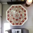 36" Marble Coffee Table with Carnelian Inlay Handmade Pietra Dura Art table Deco