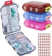 Travel Pill Organizer 4 Pack Portable Medication Organizer, 8 Compartments Pill Case Pill Box, Vitamin Travel Case Pill Holder - Airtight & Moistureproof (4 Pack model 2)