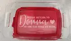 Personalized w your name Pyrex Baking Dish 9x13 with lid Please return Casserole