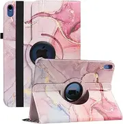Rotating Case for iPad (A16) 11th Generation 11 Inch (2025), iPad 10th Generation 10.9 Inch (2022), 360 Degree Rotating Multi-Angle Viewing Folio Stand Case, Auto Sleep/Wake (Pink Marble)
