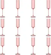 ZLHETWT 5.5oz Champagne Flute with Long Stem,Clear Champagne Glasses Set of 12,Elegant Stemmed Champagne Glasses Sparkling Wine Glasses for Birthday Wedding Anniversary Party (pink)