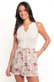 [PUP51] Zinnia Mini Skirt - Mirabelle Print XS light pink