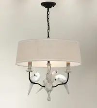 在飛比找松果購物優惠-鄉村風小鳥裝飾布燈罩3燈頭吊燈 (6.3折)