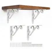 4 Pcs Decorative Shelf Brackets, 250mm/10 Inch Floating Shelf Brackets, White
