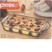 Pyrex Holiday Serving Set 2 Piece Christmas Tree Basket 9" x 13" New In Box