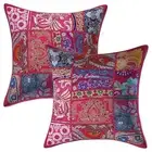 Pink Cushion Cover Vintage Gypsy Handmade Patchwork Tribal Ethnic Hippie Pillow