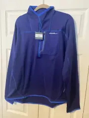 Eddie Bauer High Route Grid Fleece Jacket Men's Size Large Half Zip Night Sky