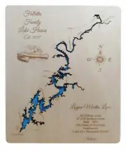 Logan Martin Lake, AL - Laser Cut Wood Map | Wall Art | Made to Order