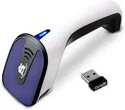[ScanAvenger] Portable Wireless Bluetooth Barcode Scanner: 3-in-1, Hand Scanner, Cordless, Rechargeable 1D and 2D Scan Gun for Inventory Management, Handheld, USB Bar Code/QR Code Reader (Black, White & Blue)
