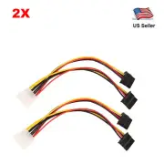 4Pin IDE Male To Dual SATA 15Pin Female HDD Power Adapter Cable - 2pcs