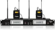 Flygrow UHF Dual Wireless in-Ear Monitor System with Earphone, Metal Wireless IEM System, Sturdy Bodypack Receiver, 80 Adjustable Frequencies,164ft Range, Ideal for Stage & Studio (2 Bodypack)