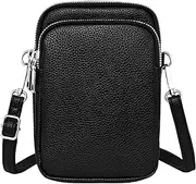 [WITERY] Small Crossboby Bag for Women - Triple Zip PU Leather Crossbody Phone Purse Lightweight Shoulder Bag, Ladies Multi-Pocket Purses Phone Bags Handbags Mini Travel Purse with Adjustable Strap