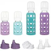 Lifefactory Glass Baby Bottle Starter Set 4pk - Purple/Green