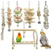 7Pcs Bird Parrot Swing Chew Hanging Bell Bird Cage Toy