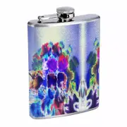 Neon Infrared Flowers Em1 Flask 8oz Stainless Steel Hip Drinking Whiskey