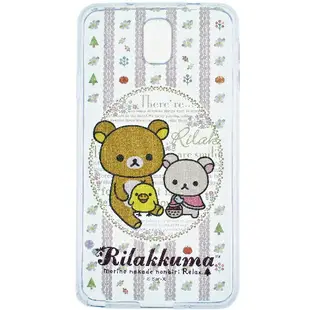 Rilakkuma 拉拉熊/懶懶熊 Samsung Galaxy Note3 彩繪透明保護軟套-花草優雅熊