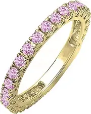 [Dazzlingrock Collection] Round Diamond or Gemstone Ladies Eternity Sizeable Stackable Wedding Band | Available in 10K/14K/18K Gold