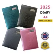 2025 Diary A4 Week to Page Faux Croc PU Leather Cover Business Planner Notebook