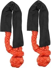 iplusmile 2pcs Rope Shackles with Protective Sleeve Soft Orange Rope Shackles for Vehicle Towing Off-Road and Heavy-Duty Pulling Mud
