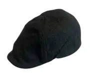Dockers Newsboy Cabbie Hat Mens S/M Black Charcoal Wool Blend Cap NWT $40 MSRP
