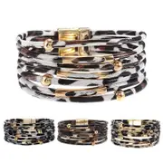 Fashion Magnetic Leather Bohemian Leopard Print Bangle Trendy Bracelet Gift