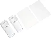 4pcs Nail Template Nail Art Stamping Kit with Stamper Nail Stamp Templates Nail Art Decals Manicure Kit Clear Nail Art Stamper Stamping Plates Nail Stamper Nail Tool Acrylic White