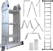 [GAOLLY] Folding Step Ladder, Multi-Purpose Folding Adjustable Telescoping Aluminium Extension Ladders for Home and Industrial