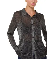 Whistles Sparkle Knit Collared Shirt