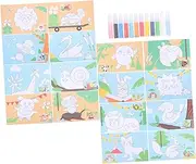Kisangel 1 Set Animal Themed Sand for DIY Coloring with Colored Sand Blank Painting for Creative Play Cognitive Development Family Bonding