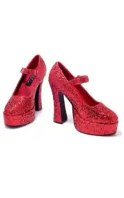 ADULT DOROTHY WIZARD OF OZ RUBY SLIPPERS GLITTER HIGH HEEL PLATFORM SHOES