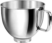 5 QT Food Grade Stainless Steel Mixer Bowl Compatible With KITCHENAID TILT-HEAD STAND MIXERS 4.5-5 Quart, Mixing Bowl with Anti-Slip Handle & Prominent Clasp, Stainless Steel Polished