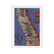 Bismarck North Dakota Retro Postcard Design Velveteen Microfiber Blanket