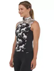 Kerrits Print Mix Ice Fil Sleeveless Top - Black/Equine Studies