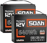 [HumsiENK] LiFePO4 Battery, 12V 50AH, 2-Pack