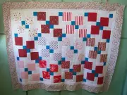 AF0823 Handmade By Seller Patchwork LAP QUILT TOP, Disappearing 9-Patch 49 x 61