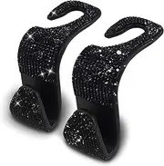 Car Seat Headrest Hook,Bling Car Hooks Car Purse Bag Holder Universal Car Accessories Hangers (Black)