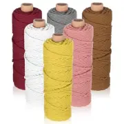 6 Rolls Macrame Cord 3mm x 109 Yards Cotton Rope Colored Yarn Twine Set for