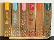 Organic Goodness Incense Sticks Gift Pack with Wooden Incense Holder - Set of 6 Fragrances: White Sage, Nag Champa, Sandalwood, Dragon's Blood, Patchouli, and Frankincense - 15g Each