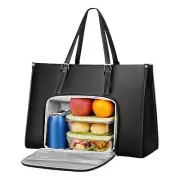 2 in 1 Lunch Latop Tote Bag with Insulated Lunch multi Compartment 15.6 inch